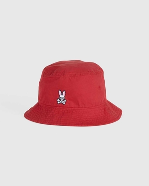 Chapeaux Psycho Bunny Bucket Hat Rouge Homme | RXF-30635428